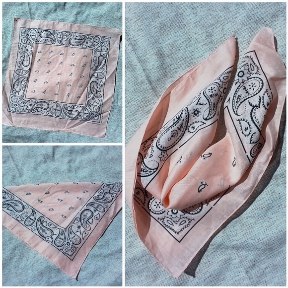 Vintage Accessories - Peach Bandana Vintage Rare Color Fast Paisley
